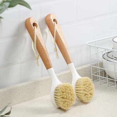 Wholesale long handle wooden pot washing brush Kitchen Pan Pot Sink Cleaning Brush  dish brush