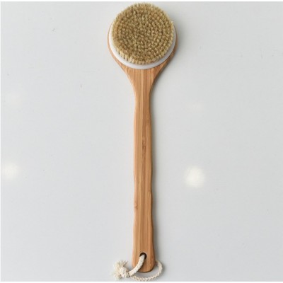 Wholesale long Handle Natural Bamboo Back Bath Body Brush Shower Body Cleaning Exfoliatingscrub Boar Bristle Dry Brushing